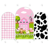 Allenjoy Pink Farm Them Barn Birthday Chiara Arch Backdrop Wall Cloth Cover