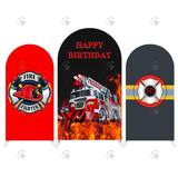 Allenjoy Fireman Firefighter Fire Truck Theme Arch Backdrop Wall Cloth Cover For Birthday Baby Shower Party