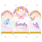 Allenjoy Flora Butterfly Happy Birthday Party Arch Backdrop Wall Cloth Cover