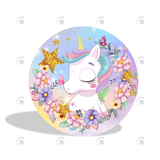 Allenjoy Flora Unicorn Birthday Party Decoration Round Circle Backdrop Cover Plinth Cylinder Pedestal Cloth Cover