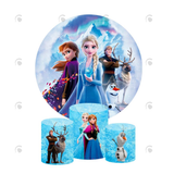 Allenjoy Frozen Lisa Anna Princess Birthday Party Decoration Round Circle Backdrop Cover Plinth Cylinder Pedestal Cover