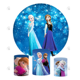 Allenjoy Frozen Theme Birthday Party Decoration Round Circle Backdrop Cover Plinth Cylinder Pedestal Cover