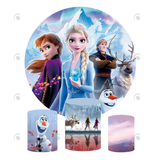 Allenjoy Frozen Lisa Anna Birthday Party Decoration Round Circle Backdrop Cover Plinth Cylinder Pedestal Cover