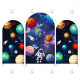 Allenjoy Galaxy Space Astronaut Cartoon Arch Backdrop Wall Cloth Cover For Birthday Baby Shower Party