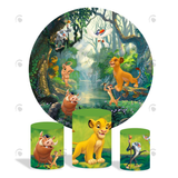 Allenjoy Lion King Theme Birthday Party Decoration Round Circle Backdrop Cover Plinth Cylinder Pedestal Cover