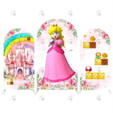 Allenjoy Mario Princess Cartoon Movie Happy Birthday Party Arch Backdrop Wall Cloth Cover