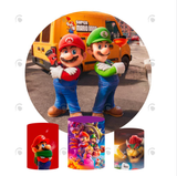 Allenjoy Mario Birthday Party Decoration Round Circle Backdrop Cover Plinth Cylinder Pedestal Cover