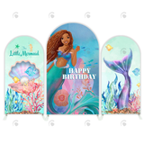 Allenjoy The Little Mermaid Happy Birthday Party Arch Backdrop Wall Cloth Cover