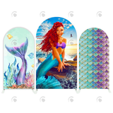 Allenjoy The Little Mermaid Happy Birthday Party Arch Backdrop Wall Cloth Cover