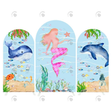 Allenjoy Mermaid Happy Birthday Baby Shower Party Arch Backdrop Wall Cloth Cover