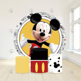 Allenjoy Mickey Birthday Party Decoration Round Circle Backdrop Cover Plinth Cylinder Pedestal Cloth Cover