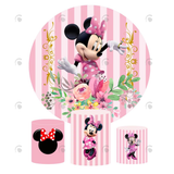 Allenjoy Minnie Mouse Birthday Party Decoration Round Circle Backdrop Cover Plinth Cylinder Pedestal Cover