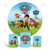 Allenjoy Paw Patrol Theme Birthday Party Decoration Round Circle Backdrop Cover Plinth Cylinder Pedestal Cover