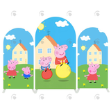 Allenjoy Peppa Pig Theme Happy Birthday Party Arch Backdrop Cover