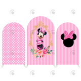 Allenjoy Pink Minnie Birthday Party Arch Backdrop Wall Cloth Cover