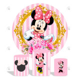 Allenjoy Minnie Theme Birthday Party Decoration Round Circle Backdrop Cover Plinth Cylinder Pedestal Cover