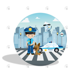 Allenjoy Police Man Theme Birthday Party Decoration Round Circle Backdrop Cover Plinth Cylinder Pedestal Cloth Cover