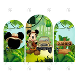 Allenjoy Mickey Safari Wild Happy Birthday Party Arch Backdrop Wall Cloth Cover