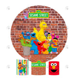 Allenjoy Sesame Street Birthday Party Decoration Round Circle Backdrop Cover Plinth Cylinder Pedestal Cloth Cover