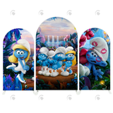 Allenjoy Smurfs Theme Happy Birthday Party Arch Backdrop Wall Cloth Cover