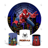 Allenjoy Spider Man Theme Birthday Party Decoration Round Circle Backdrop Cover Plinth Cylinder Pedestal Cover