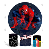 Allenjoy Spider-Man Birthday Party Decoration Round Circle Backdrop Cover Plinth Cylinder Pedestal Cover