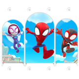 Allenjoy Spidey And His Friend Cartoon Happy Birthday Party Arch Backdrop Wall Cloth Cover