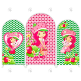 Allenjoy Strawberry Shortcake Theme Happy Birthday Party Arch Backdrop Wall Cloth Cover