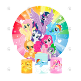 Allenjoy The Little Pony Birthday Party Decoration Round Circle Backdrop Cover Plinth Cylinder Pedestal Cloth Cover