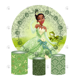 Allenjoy Tiana Princess Birthday Party Decoration Round Circle Backdrop Cover Plinth Cylinder Pedestal Cover