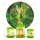 Allenjoy Tinker Bell Theme Birthday Party Decoration Round Circle Backdrop Cover Plinth Cylinder Pedestal Cover