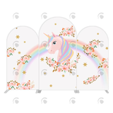 Allenjoy Rainbow Flora Unicorn Happy Birthday Party Arch Backdrop Wall Cloth Cover