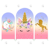 Allenjoy Flora Gold Glitter Unicorn Theme Happy Birthday Party Arch Backdrop Wall Cloth Cover