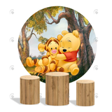 Allenjoy Winnie The Poor Birthday Party Decoration Round Circle Backdrop Cover Plinth Cylinder Pedestal Cover