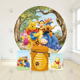 Allenjoy Winnie The Poor Theme Birthday Party Decoration Round Circle Backdrop Cover Plinth Cylinder Pedestal Cloth Cover