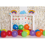 Allenjoy Rainbow Cloud Beige Backdrop with Balloons for Children