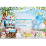 Allenjoy Summer Backdrop Beach Ice Cream Car for Kid's Birthday Baby Shower