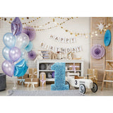 Allenjoy 1st Birthday Blue  Balloon Cake Smash Backdrop - Allenjoystudio