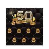 Allenjoy 50th Custom Step and Repeat Black Tufted Backdrop