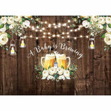 Allenjoy A Baby is Brewing Brown Wood Celebration Backdrop