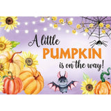 Allenjoy A little pumpkin is one the way Halloween Backdrop for Baby Shower