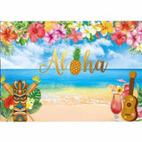 Allenjoy Aloha Luau Hawaiian Beach Party Backdrop