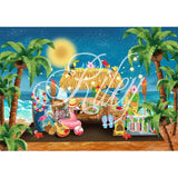 Allenjoy Aloha Luna Party Hawaiian Backdrop Flamingo Coconut Tree Surfboard Decor