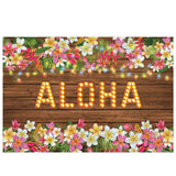 Allenjoy ALOHA Light Floral Hawaiian Luau Wood Backdrop