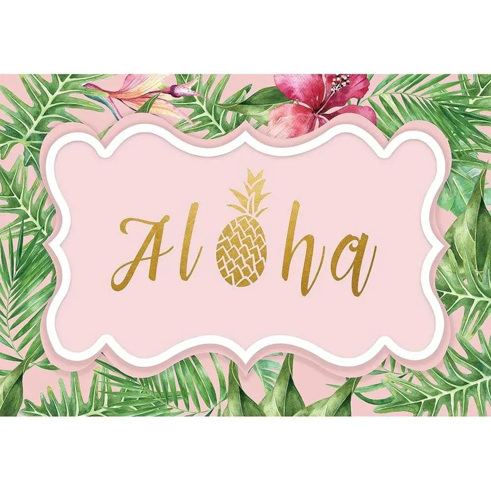 Allenjoy Aloha Pineapple Leaves Pink Backdrop for Party - Allenjoystudio