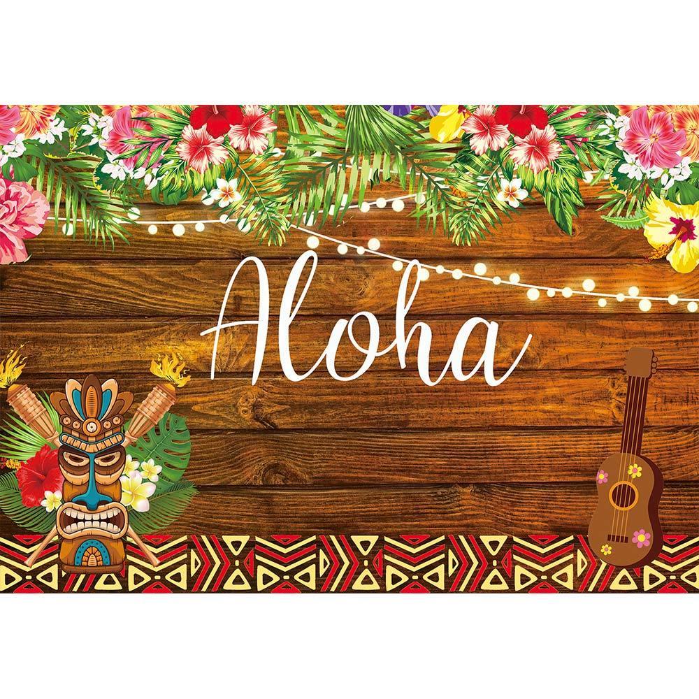 Allenjoy Aloha Tiki Luau Party Tropical Flower Backdrop - Allenjoystudio