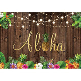 Allenjoy Aloha Wooden Backdrop Pineapple Palm Luau Party