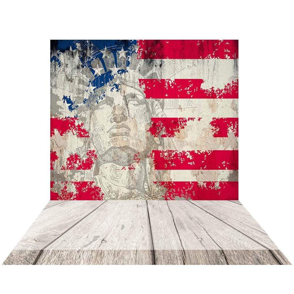 Allenjoy Statue of Liberty Independence Day Backdrop with Wooden Floor - Allenjoystudio