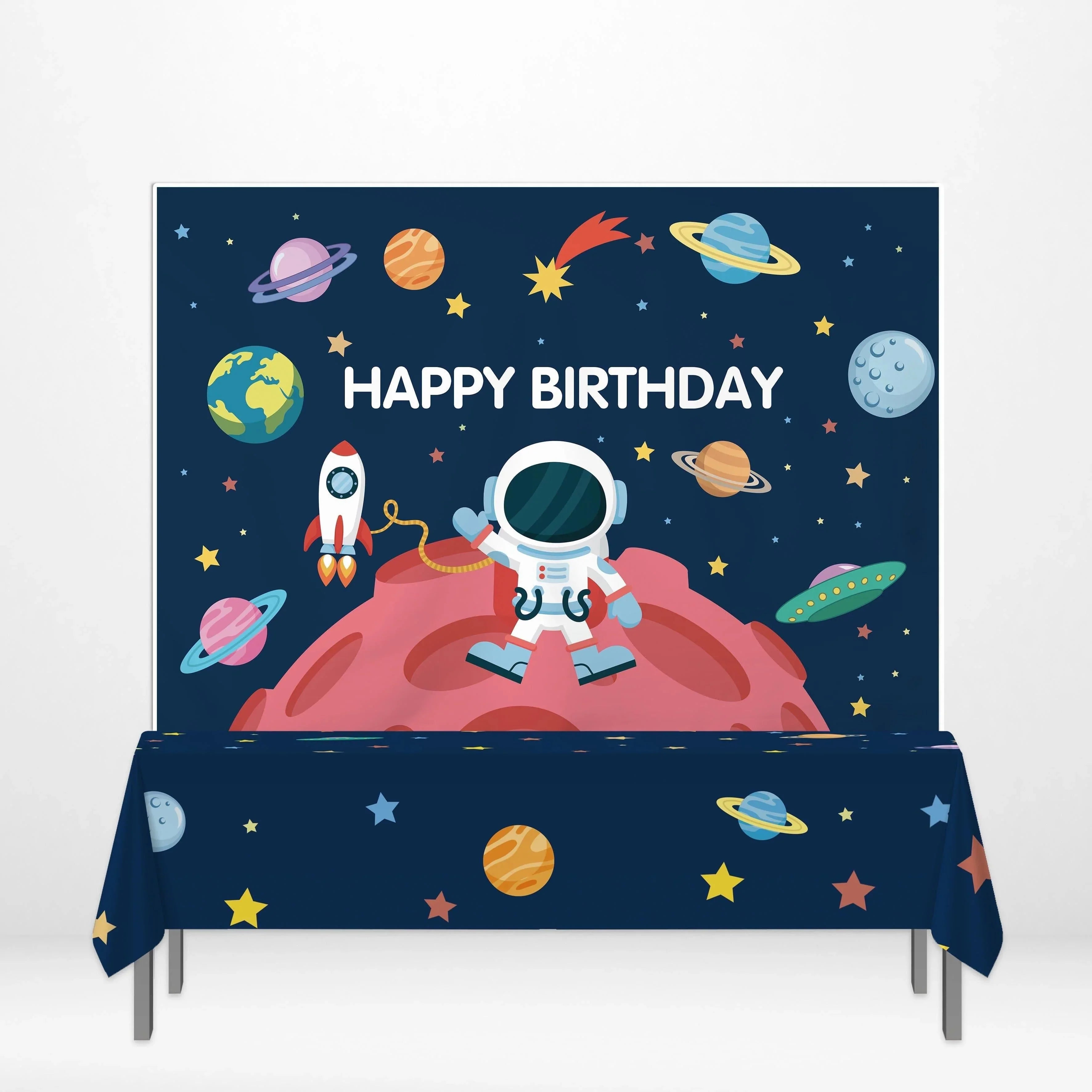 Allenjoy Astronaut Outer Space Backdrop Tablecloth - Allenjoystudio