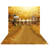 Allenjoy Autumn Golden Fallen Leaves Tree Mailbox Road Backdrop